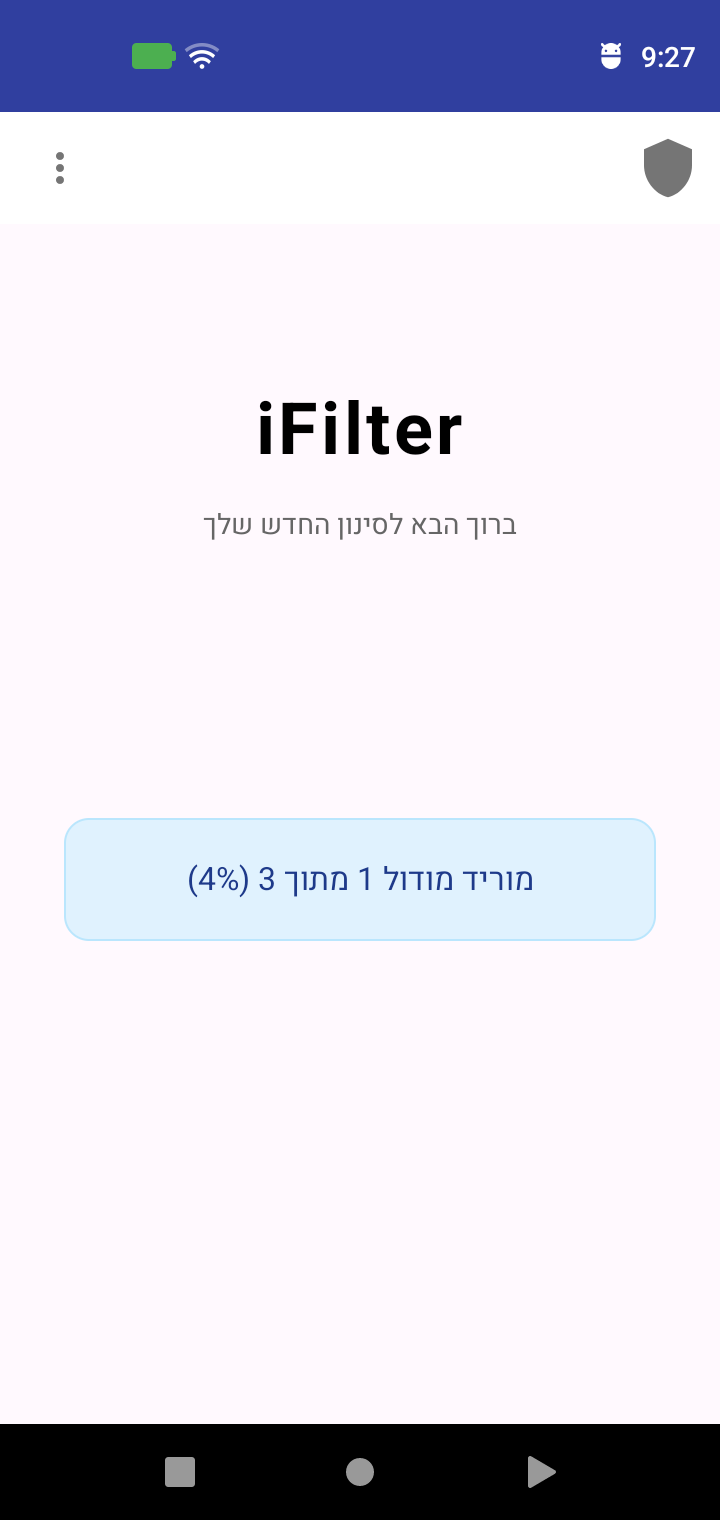 מסך התקנת הסינון